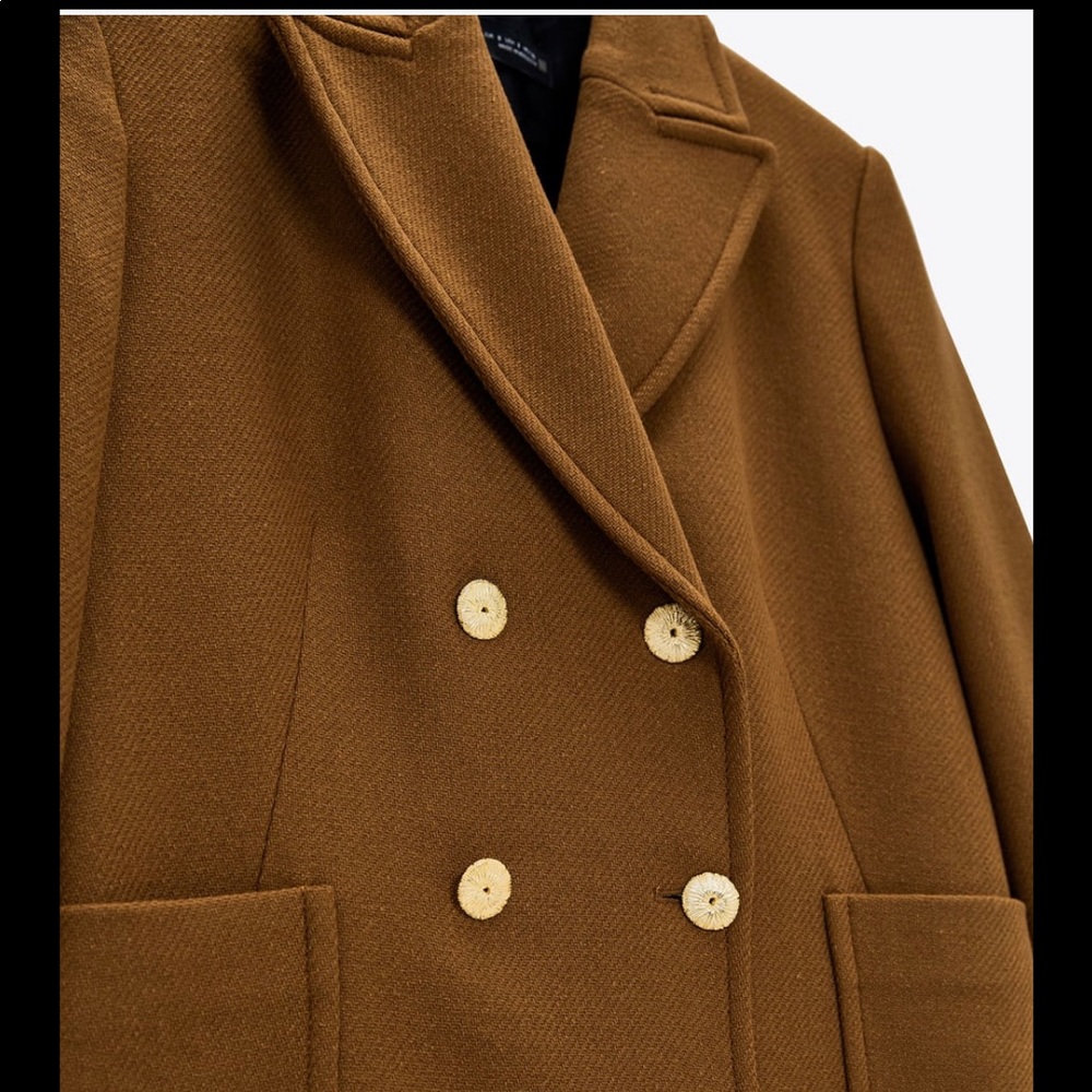 ZARA DOUBLE BREASTED WOOL BLEND COAT XS - Picture 4 of 5